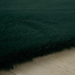 Luxury Rabbit Fur Pom Rug - Emerald - thumbnail 3