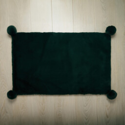 Luxury Rabbit Fur Pom Rug - Emerald - thumbnail 5