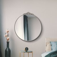 Crown Round Circular Wall Mirror - Silver - thumbnail 1