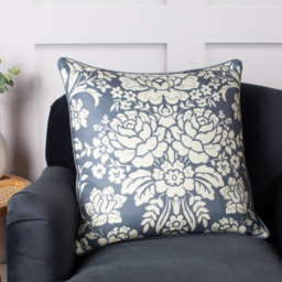 Melrose Floral Cushion - Slate Blue - thumbnail 4