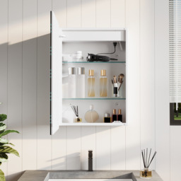 Wall Mounted Anti Fog LED Mirror Cabinet with Shaver Socket - Chrome - thumbnail 3