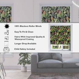 Lister Cartwright Tropical Plants Design Blackout Roller Blinds - Black / 150 x 160 - thumbnail 3