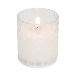 Chevron Glass LED Candle - White - thumbnail 2