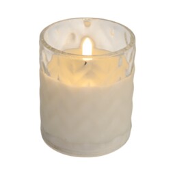 Chevron Glass LED Candle - White - thumbnail 3