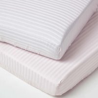 Cotton Cot Bed Fitted Sheets 200 Thread Count 2 Pack - Pink