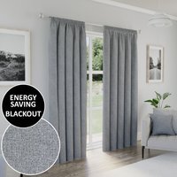 Dallas Blackout Pencil Pleat Curtains - Grey / 117cm / 229cm - thumbnail 1