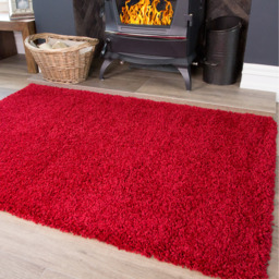 Soft Value Red Shaggy Area Rug - Wine / 220 x 160cm - thumbnail 3