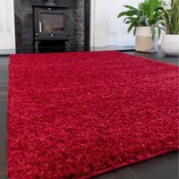 Soft Value Red Shaggy Area Rug - Wine / 220 x 160cm - thumbnail 1