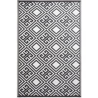 Homescapes Outdoor Rug Waterproof Reversible, 120 x 186 cm, Monochrome Geometric - Black - thumbnail 1
