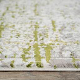 Distressed Tweed Effect Area Rug - Cream & Olive Green / 150 x 80cm - thumbnail 3