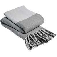 Check Pure Cotton  Throw - Grey / 228cm / 254cm