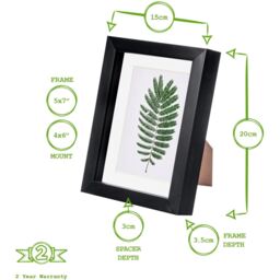 "3D Box Photo Frame - 5 x 7"" with 4 x 6"" Mount - Black/Black" - thumbnail 4
