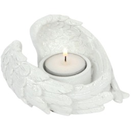 Glitter Angel Wing Candle Holder Sparkly Tealight Holder - White - thumbnail 2