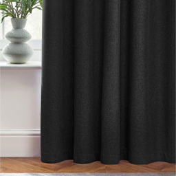Dawn Textured Blackout Eyelet Curtains - Black / 137cm / 229cm - thumbnail 3