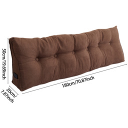180cm Soft Polyester Fabric Wedge Headboard Pillow - Coffee - thumbnail 2