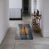 Wood bridge sunset at sea thailand Designer Runner Rug - Orange