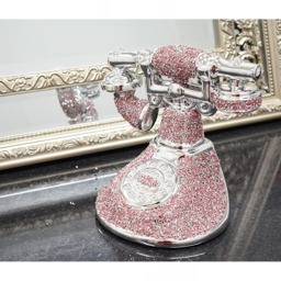 Romany Crushed Diamond Telephone Crystal Shelf Ornament Pink - Pink - thumbnail 3
