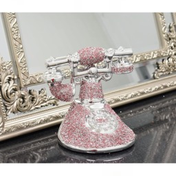 Romany Crushed Diamond Telephone Crystal Shelf Ornament Pink - Pink - thumbnail 2