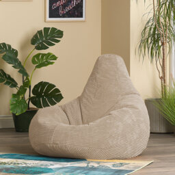 Cord Recliner Bean Bag  - Beige - thumbnail 2