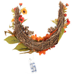 Artificial Sunflower Swag Wreath with Pumpkins - Orange - thumbnail 3