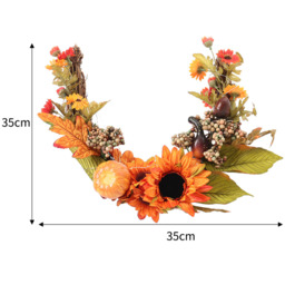 Artificial Sunflower Swag Wreath with Pumpkins - Orange - thumbnail 5