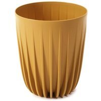 Eco Wood Decorative Plant Pot With Insert - mustard