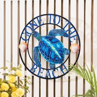 Indoor and Outdoor Gone To The Beach Turtle Sign - Blue