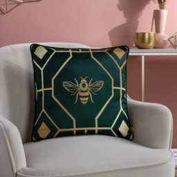 Bee Deco Geometric Cushion - Emerald - thumbnail 3