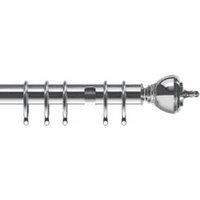 35mm Fixed Length Metal Curtain Pole Set Chrome Vienna Finial - Chrome / 110cm - image 1