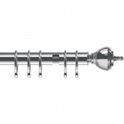 35mm Fixed Length Metal Curtain Pole Set Chrome Vienna Finial - Chrome / 110cm - thumbnail 2