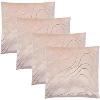 Pack Of Metallic Wave Velvet Cushion Covers - Natural / 4 - image 1
