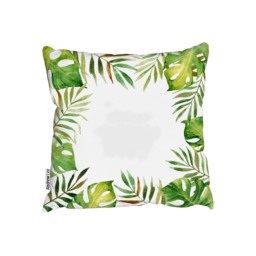 Border Of Botanical Leaves Outdoor Cushion - Green / 60cm - thumbnail 2