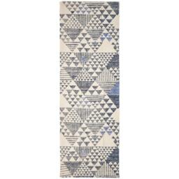 Homescapes Delphi Blue and White Cotton Printed Rug - Blue / 200cm - thumbnail 3