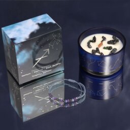 Sagittarius Zodiac Crystal Candle Gemstone Bracelet Set - Blue - thumbnail 4