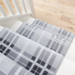 Tartan Cut To Measure Stair Carpet Runner - Grey / 792cm x 60cm - thumbnail 2