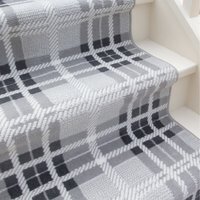 Tartan Cut To Measure Stair Carpet Runner - Grey / 792cm x 60cm - thumbnail 1