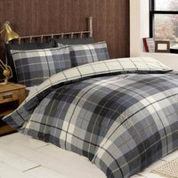 Lomond Check Flannellette Duvet Set With Pillowcase - Blue / Single
