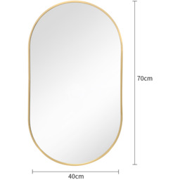 Oval Metal Frame Wall Mirror - Gold - thumbnail 2