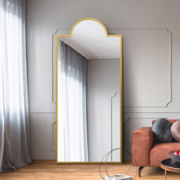 MirrorOutlet The Fenestra Crown Contemporary Wall and Leaner Mirror - Gold / 85cm - thumbnail 2