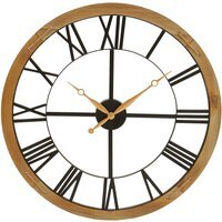 Vitus 60cm Dia Black Metal Wall Clock with Gold Finish Hands - Black