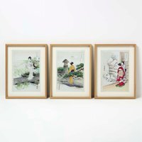 Set of 3 Japanese Geisha Wall Art - Multi-Colour - thumbnail 1