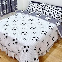 Football Duvet Cover Set - White & Grey / Double