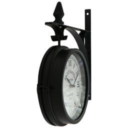 Double Sided Paddington Station Outdoor Garden Wall Clock - Black - thumbnail 2