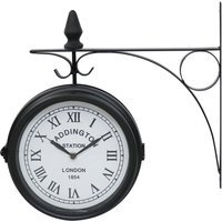 Double Sided Paddington Station Outdoor Garden Wall Clock - Black - thumbnail 1