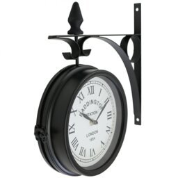 Double Sided Paddington Station Outdoor Garden Wall Clock - Black - thumbnail 3