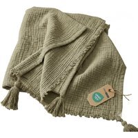 Pure Handmade Cotton Muslin Bed Throw Blanket - Pale Green