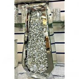 Diamond Crushed Floor Vase - Coffin Shaped - Silver - thumbnail 2