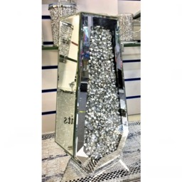 Diamond Crushed Floor Vase - Coffin Shaped - Silver - thumbnail 3