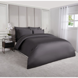 Highams 220 Thread Count Hotel Luxury Duvet Cover - Charcoal Grey - thumbnail 3