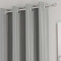 Pair of Supersoft Grey Plain Thermal Eyelet Curtains - Grey / 229cm - thumbnail 3